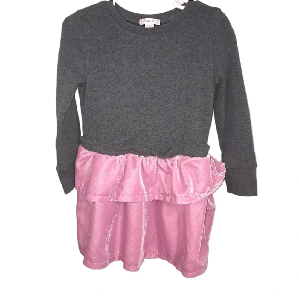 Crewcuts Grey & Pink Velvet Dress